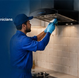 Technician working on a kitchen appliance